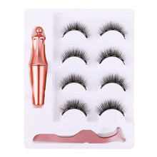 Load image into Gallery viewer, 4 Pairs 5 Magnet Natural Long Magnetic Eyelashes Set Magnetic False Eye Lashes With Magnetic Eyeliner And Tweezer