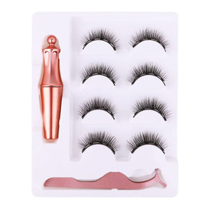 4 Pairs 5 Magnet Natural Long Magnetic Eyelashes Set Magnetic False Eye Lashes With Magnetic Eyeliner And Tweezer