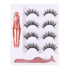 Load image into Gallery viewer, 4 Pairs 5 Magnet Natural Long Magnetic Eyelashes Set Magnetic False Eye Lashes With Magnetic Eyeliner And Tweezer