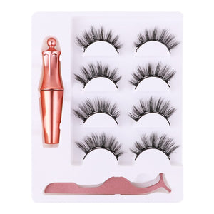 4 Pairs 5 Magnet Natural Long Magnetic Eyelashes Set Magnetic False Eye Lashes With Magnetic Eyeliner And Tweezer