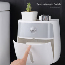 Load image into Gallery viewer, Waterproof Wall Toilet paper box toilet paper towel rack toilet household free punch wall hanging creative pumping Box Home