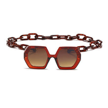 Load image into Gallery viewer, Fashion Punk Square Sunglasses Women Vintage Unique Chain Polygon Sun Glasses Female Shades Large Frame UV400 Eyewear H17