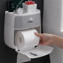Load image into Gallery viewer, Waterproof Wall Toilet paper box toilet paper towel rack toilet household free punch wall hanging creative pumping Box Home