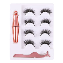 Load image into Gallery viewer, 4 Pairs 5 Magnet Natural Long Magnetic Eyelashes Set Magnetic False Eye Lashes With Magnetic Eyeliner And Tweezer