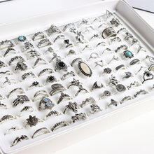 Load image into Gallery viewer, Wholesale 100pcs/Lot Vintage Bohemia Geometry Flowers Silver Plated Finger Rings For Women Mix Style Fashion Jewelry