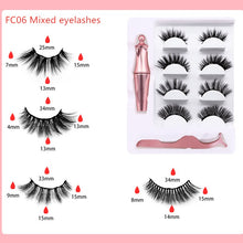 Load image into Gallery viewer, 4 Pairs 5 Magnet Natural Long Magnetic Eyelashes Set Magnetic False Eye Lashes With Magnetic Eyeliner And Tweezer
