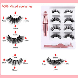 4 Pairs 5 Magnet Natural Long Magnetic Eyelashes Set Magnetic False Eye Lashes With Magnetic Eyeliner And Tweezer