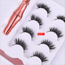 Load image into Gallery viewer, 4 Pairs 5 Magnet Natural Long Magnetic Eyelashes Set Magnetic False Eye Lashes With Magnetic Eyeliner And Tweezer