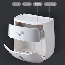 Load image into Gallery viewer, Waterproof Wall Toilet paper box toilet paper towel rack toilet household free punch wall hanging creative pumping Box Home