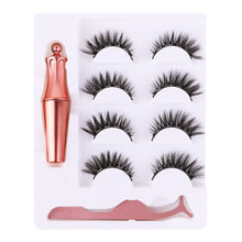 Load image into Gallery viewer, 4 Pairs 5 Magnet Natural Long Magnetic Eyelashes Set Magnetic False Eye Lashes With Magnetic Eyeliner And Tweezer