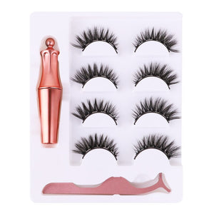 4 Pairs 5 Magnet Natural Long Magnetic Eyelashes Set Magnetic False Eye Lashes With Magnetic Eyeliner And Tweezer