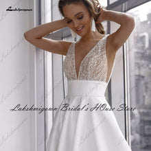 Load image into Gallery viewer, Lakshmigown Robe Satin Boho Wedding Dress 2022 Vestidos V neck Sequins Beaded Sexy Bridal  Receipt Wedding Party Gowns Open Back