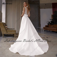 Load image into Gallery viewer, Lakshmigown Robe Satin Boho Wedding Dress 2022 Vestidos V neck Sequins Beaded Sexy Bridal  Receipt Wedding Party Gowns Open Back