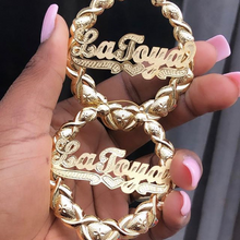 Load image into Gallery viewer, AurolaCo Custom Name Necklace 3D Double Nameplate Custom Earrings Set Personalized XOXO Name Necklace for Women Jewelry