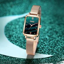 Load image into Gallery viewer, Gaiety Brand Women Watches Fashion Square Ladies Quartz Watch Bracelet Set Green Dial Simple Rose Gold Mesh Luxury Women Watches