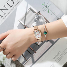 Load image into Gallery viewer, Gaiety Brand Women Watches Fashion Square Ladies Quartz Watch Bracelet Set Green Dial Simple Rose Gold Mesh Luxury Women Watches