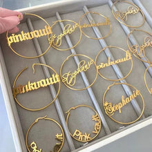 Load image into Gallery viewer, DOREMI 304 Stainless Steel Letter Earrings Round Custom Name Earrings  Female Nameplate Earrings  Anti-allergy 25-100mm