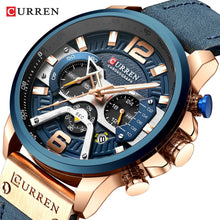 Load image into Gallery viewer, CURREN Casual Sport Watches for Men Blue Top Brand Luxury Military Leather Wrist Watch Man Clock Fashion Chronograph Wristwatch