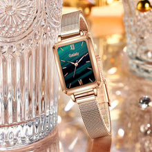 Load image into Gallery viewer, Gaiety Brand Women Watches Fashion Square Ladies Quartz Watch Bracelet Set Green Dial Simple Rose Gold Mesh Luxury Women Watches