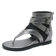 Load image into Gallery viewer, Gdgydh Promotion 2021 Summer Sandals Women Zipper Design Cover Heel Lady Party Shoes Leather Open Toe Woman Sandals Flip Flops