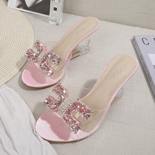 Load image into Gallery viewer, Ladies Sexy Female Rhinestone Transparent Heel Wedges Slip On Shoe High Heel Crystal Sandals Women Summer Peep Toe Sandals