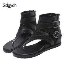 Load image into Gallery viewer, Gdgydh Promotion 2021 Summer Sandals Women Zipper Design Cover Heel Lady Party Shoes Leather Open Toe Woman Sandals Flip Flops