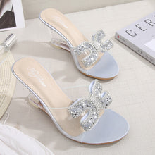 Load image into Gallery viewer, Ladies Sexy Female Rhinestone Transparent Heel Wedges Slip On Shoe High Heel Crystal Sandals Women Summer Peep Toe Sandals