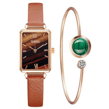 Load image into Gallery viewer, Gaiety Brand Women Watches Fashion Square Ladies Quartz Watch Bracelet Set Green Dial Simple Rose Gold Mesh Luxury Women Watches