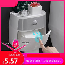Load image into Gallery viewer, Waterproof Wall Toilet paper box toilet paper towel rack toilet household free punch wall hanging creative pumping Box Home
