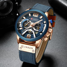 Load image into Gallery viewer, CURREN Casual Sport Watches for Men Blue Top Brand Luxury Military Leather Wrist Watch Man Clock Fashion Chronograph Wristwatch