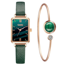 Load image into Gallery viewer, Gaiety Brand Women Watches Fashion Square Ladies Quartz Watch Bracelet Set Green Dial Simple Rose Gold Mesh Luxury Women Watches