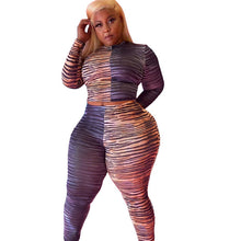 Load image into Gallery viewer, Plus Size Clothing 5XL 2 Piece Set Women Outfits Leopard Patchwork Matching Set Strethy Casual Tracksuit Wholesale Dropshipping