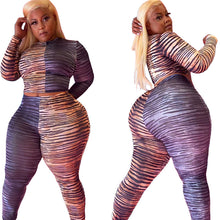 Load image into Gallery viewer, Plus Size Clothing 5XL 2 Piece Set Women Outfits Leopard Patchwork Matching Set Strethy Casual Tracksuit Wholesale Dropshipping