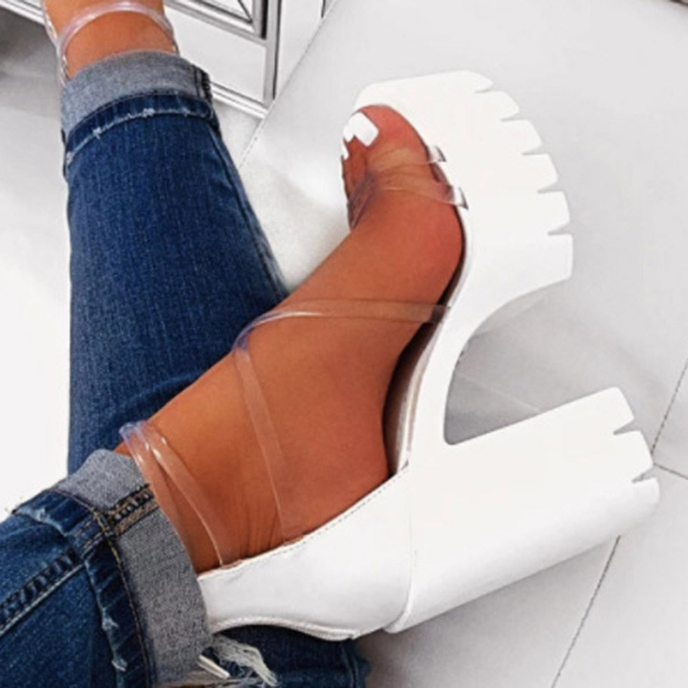Female Shoes Fashion Thick High Heels Sandals Rhinestone Women Sexy High Heels Summer Ladies Slingbacks Sandals Mujer Sandalias