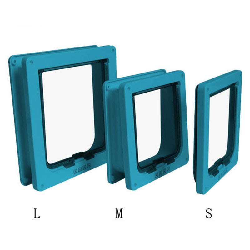 4 Way Pet Magnetic Lock Door Cat Door Animal Small Pet Cat Dog Gate Smart Lock Plastic Door Easy To In and Out Safe Pet Supplies