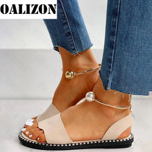 Load image into Gallery viewer, 2022 New Summer Women Beaded Pearly Sandals Slippers Shoes Ladies Flats Sandals Flip Flop Casual Flat Slingback Sandals Shoes..