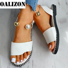 Load image into Gallery viewer, 2022 New Summer Women Beaded Pearly Sandals Slippers Shoes Ladies Flats Sandals Flip Flop Casual Flat Slingback Sandals Shoes..