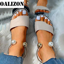 Load image into Gallery viewer, 2022 New Summer Women Beaded Pearly Sandals Slippers Shoes Ladies Flats Sandals Flip Flop Casual Flat Slingback Sandals Shoes..