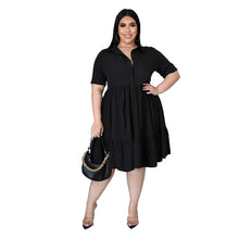 Load image into Gallery viewer, Summer Solid Shirt Dress Women Plus Size Clothing 5x Office Ladies Dresses Sweet High Waist Mini Dress Wholesale Dropshipping