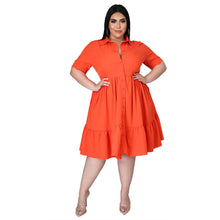 Load image into Gallery viewer, Summer Solid Shirt Dress Women Plus Size Clothing 5x Office Ladies Dresses Sweet High Waist Mini Dress Wholesale Dropshipping