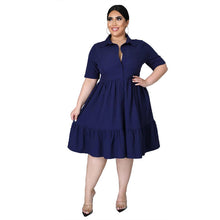 Load image into Gallery viewer, Summer Solid Shirt Dress Women Plus Size Clothing 5x Office Ladies Dresses Sweet High Waist Mini Dress Wholesale Dropshipping
