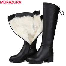 Load image into Gallery viewer, MORAZORA Russia 2019 Genuine leather boots fur fashion knee high boots