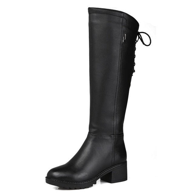MORAZORA Russia 2019 Genuine leather boots fur fashion knee high boots