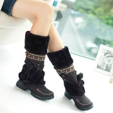 Load image into Gallery viewer, KARINLUNA Women Fur Boots Ladies Winter Shoes Woman Zipper Casual Knee Boots Keep Warm Snow Boots Black Big Size 35-46