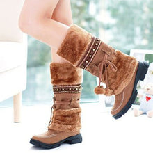 Load image into Gallery viewer, KARINLUNA Women Fur Boots Ladies Winter Shoes Woman Zipper Casual Knee Boots Keep Warm Snow Boots Black Big Size 35-46