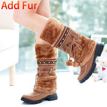 Load image into Gallery viewer, KARINLUNA Women Fur Boots Ladies Winter Shoes Woman Zipper Casual Knee Boots Keep Warm Snow Boots Black Big Size 35-46