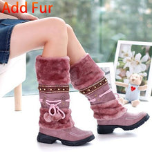 Load image into Gallery viewer, KARINLUNA Women Fur Boots Ladies Winter Shoes Woman Zipper Casual Knee Boots Keep Warm Snow Boots Black Big Size 35-46