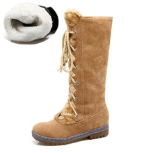 Load image into Gallery viewer, KARINLUNA Women Fur Boots Ladies Winter Shoes Woman Zipper Casual Knee Boots Keep Warm Snow Boots Black Big Size 35-46