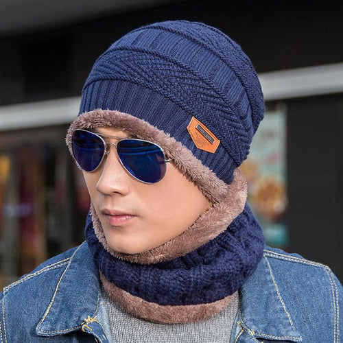 Fashion Knitted Winter Hats For Men Thick and Warm Men Winter Hat Black Autumn Beanie Hat Men Wool Ski Hats Beanies Bonnet 2019