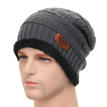 Load image into Gallery viewer, Fashion Knitted Winter Hats For Men Thick and Warm Men Winter Hat Black Autumn Beanie Hat Men Wool Ski Hats Beanies Bonnet 2019